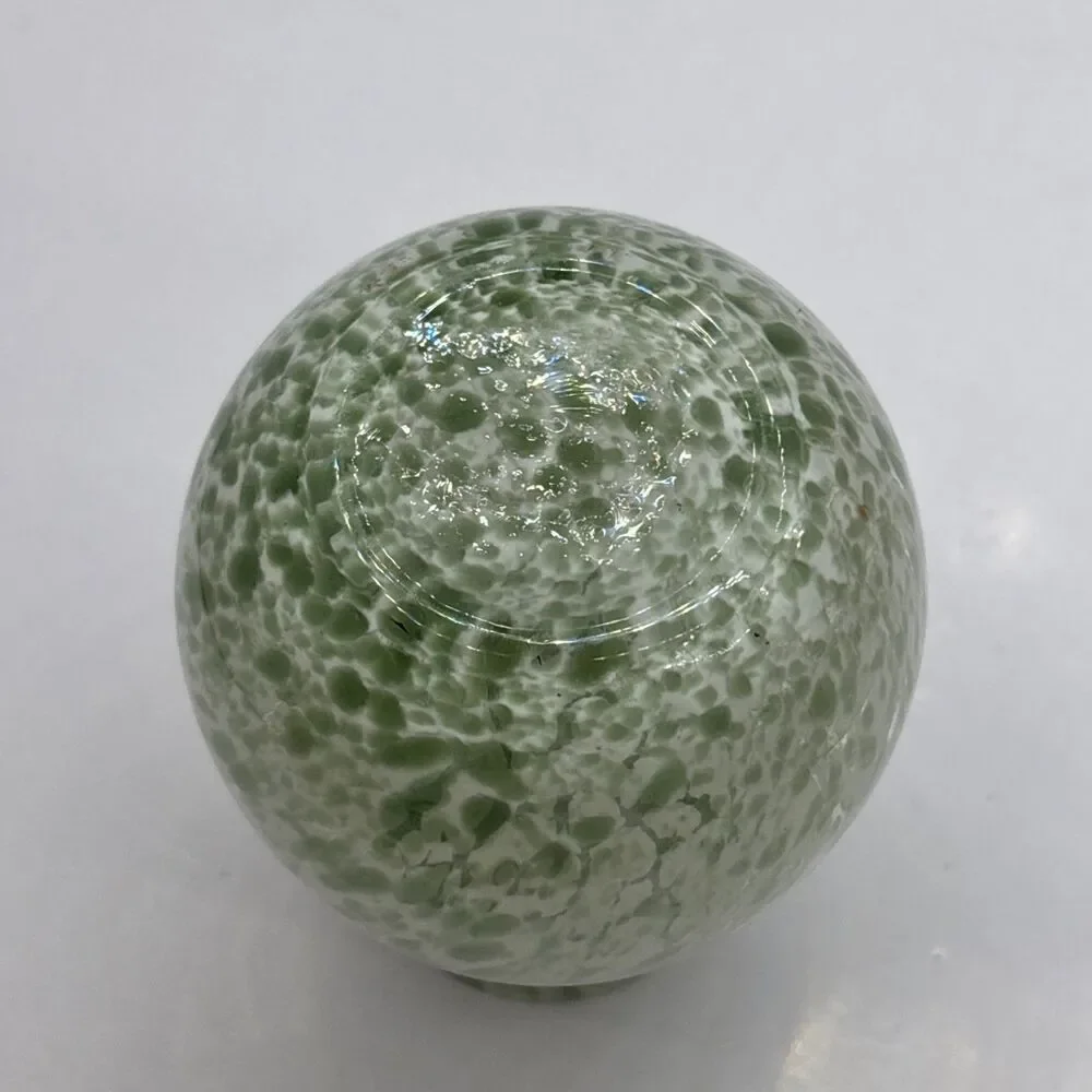 Vintage Spatter Art Glass Bud Vase Pale Green White Mottled Mini 4